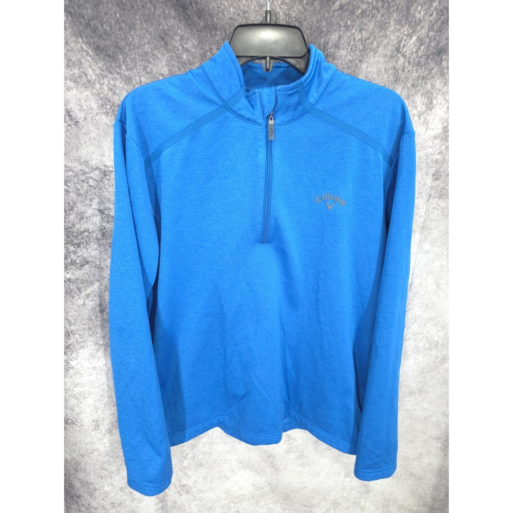 Callaway Sweater Mens Large Blue 1/4 Zip Golf Pullover Fleece Activewear Sporty